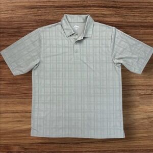 Tri-Mountain Shirt Men's Large Golf Polo Moisture Wicking Plaid Gray‎ Top